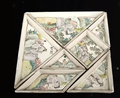 粉彩人物纹七巧盘